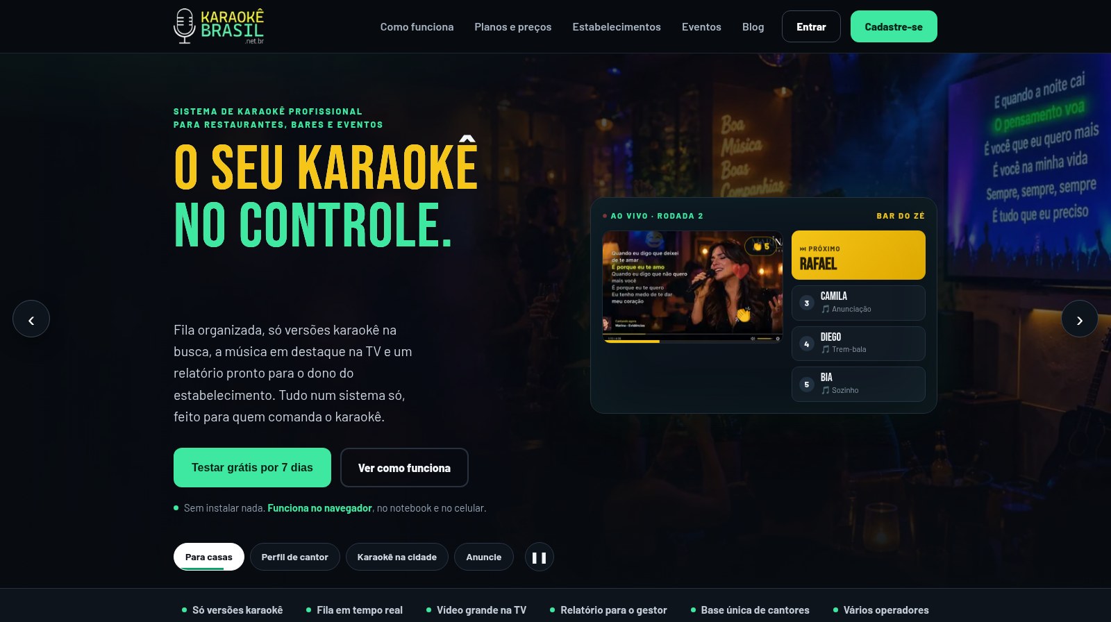 Tela do projeto Karaokê Brasil