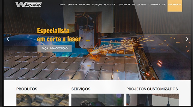 Tela do projeto Wsteel
