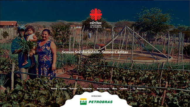 Tela do projeto Cáritas Diocesana de Crateús